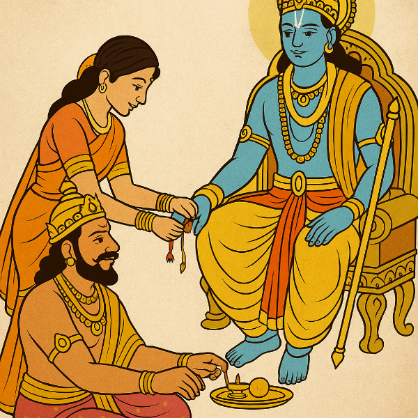  राजा बलि और भगवान विष्णु की कथा – रक्षाबंधन से जुड़ी एक पौराणिक कथा